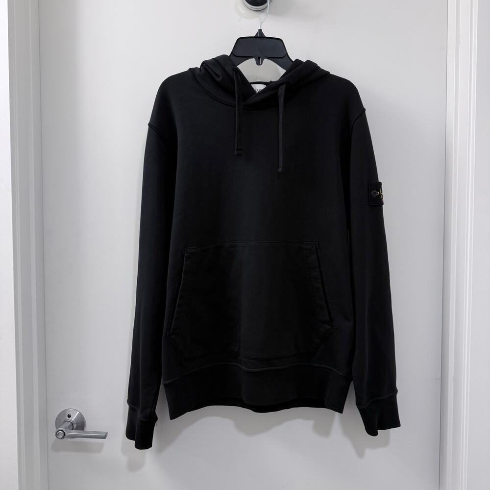 Stone Island Logo Patch Cotton Hoodie Black NWT L